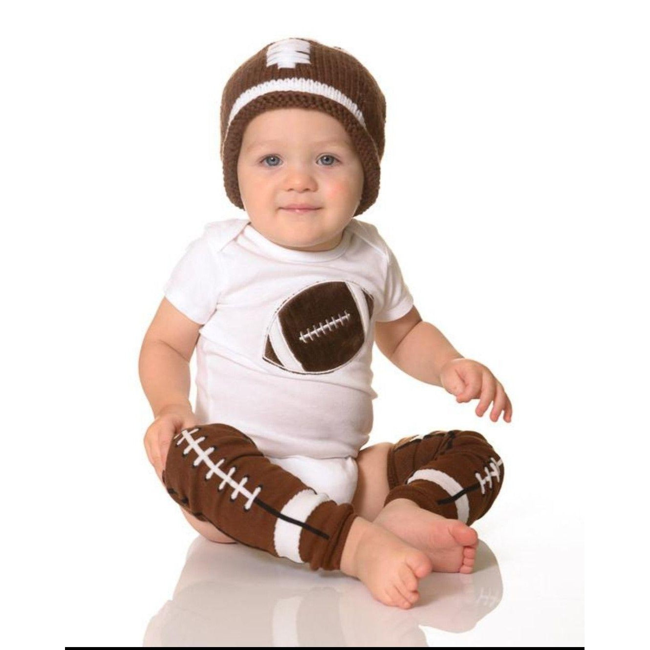 Beanie Hat Football Set Crochet Cap Leg Warmers Leggings Baby Boy Girl