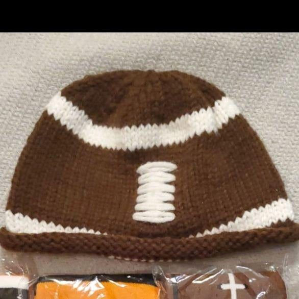 Beanie Hat Football Set Crochet Cap Leg Warmers Leggings Baby Boy Girl