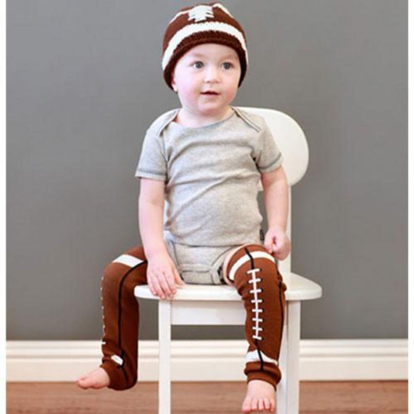 Beanie Hat Football Set Crochet Cap Leg Warmers Leggings Baby Boy Girl