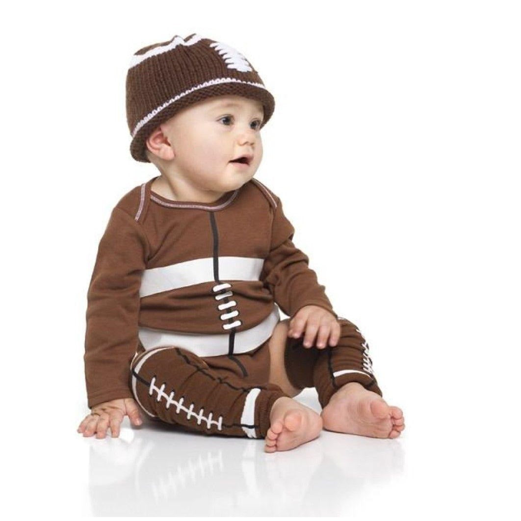 Beanie Hat Football Set Crochet Cap Leg Warmers Leggings Baby Boy Girl