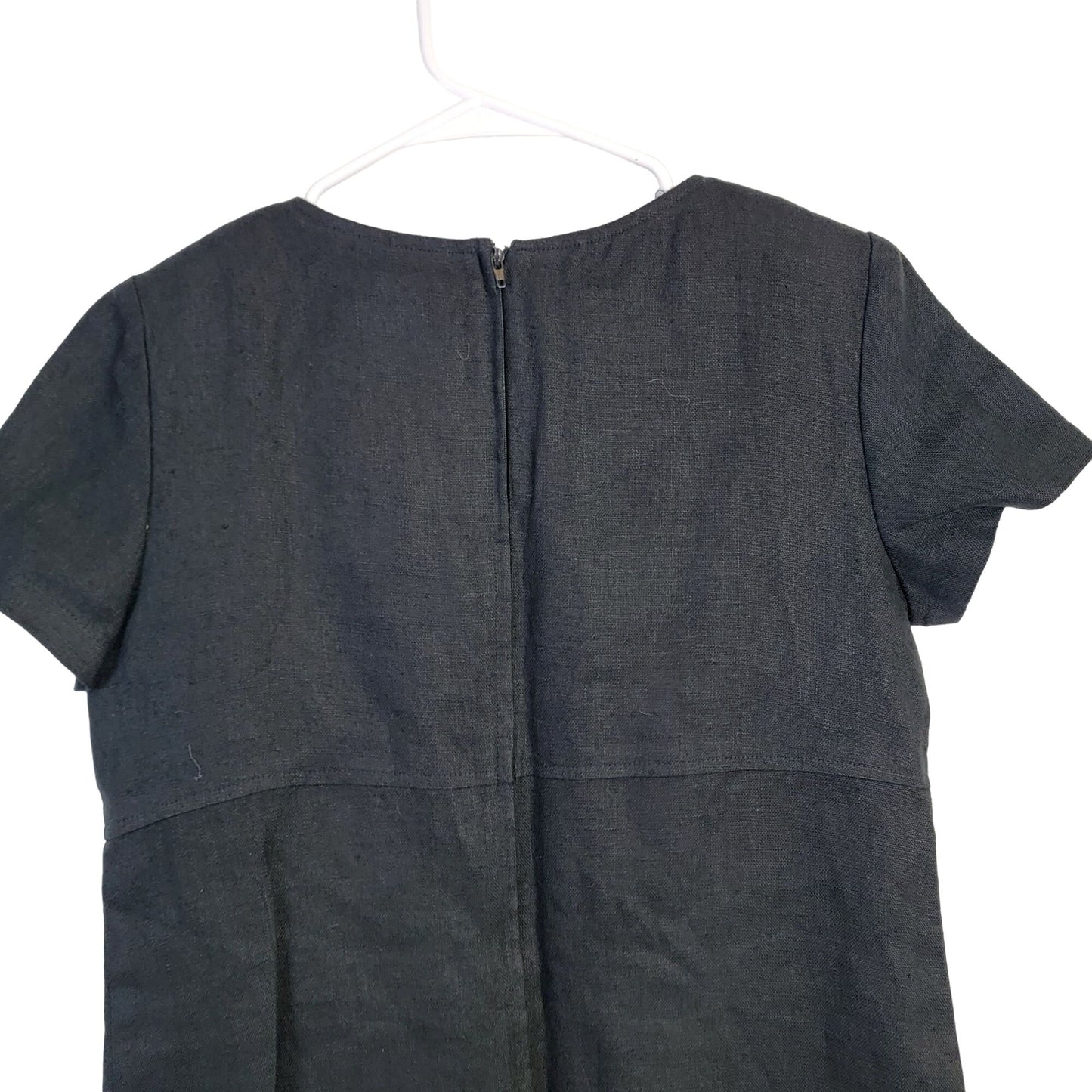 Talbots Vintage 90s Linen Shift Dress Women 4 Black Knee Length