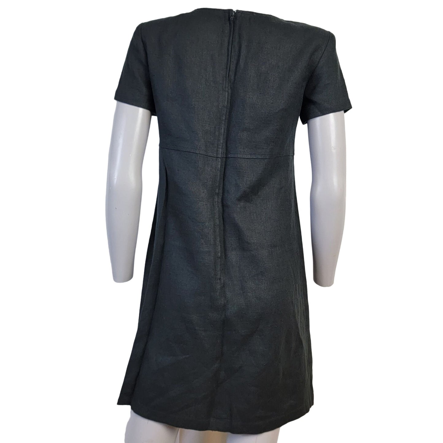 Talbots Vintage 90s Linen Shift Dress Women 4 Black Knee Length