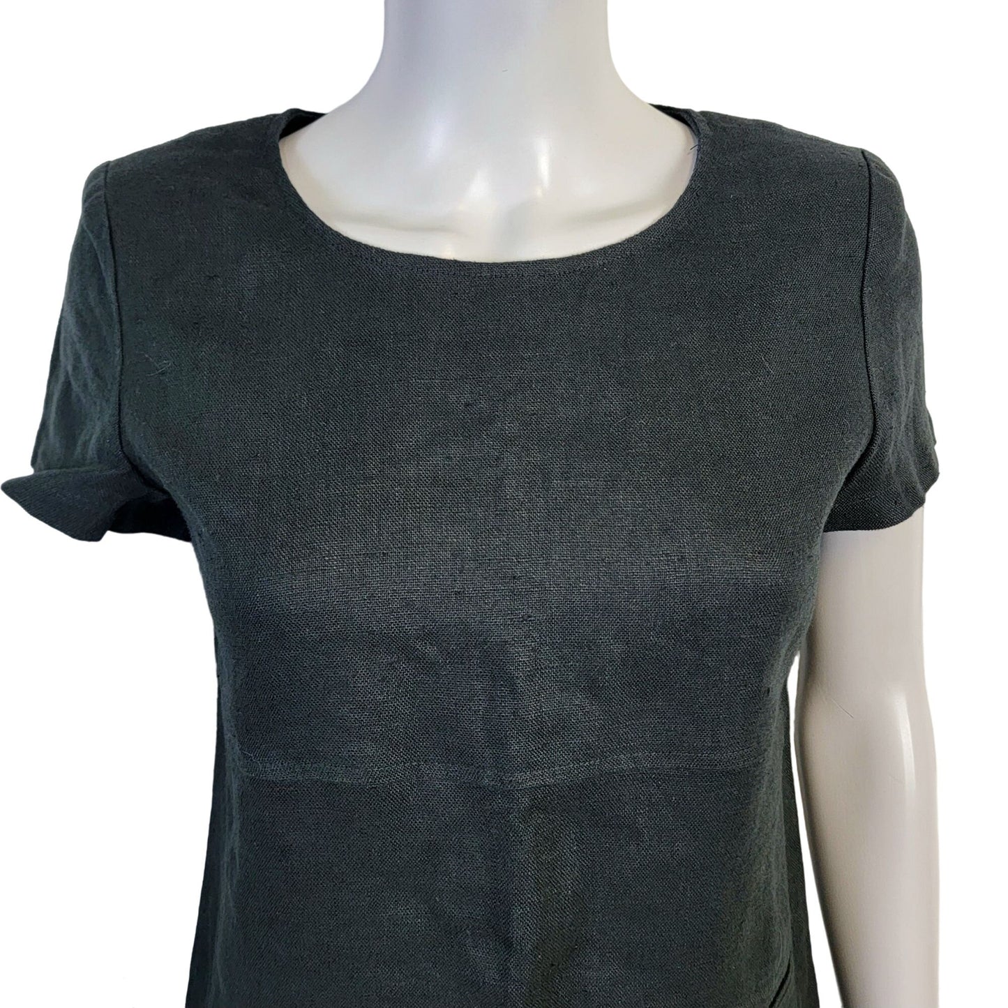 Talbots Vintage 90s Linen Shift Dress Women 4 Black Knee Length