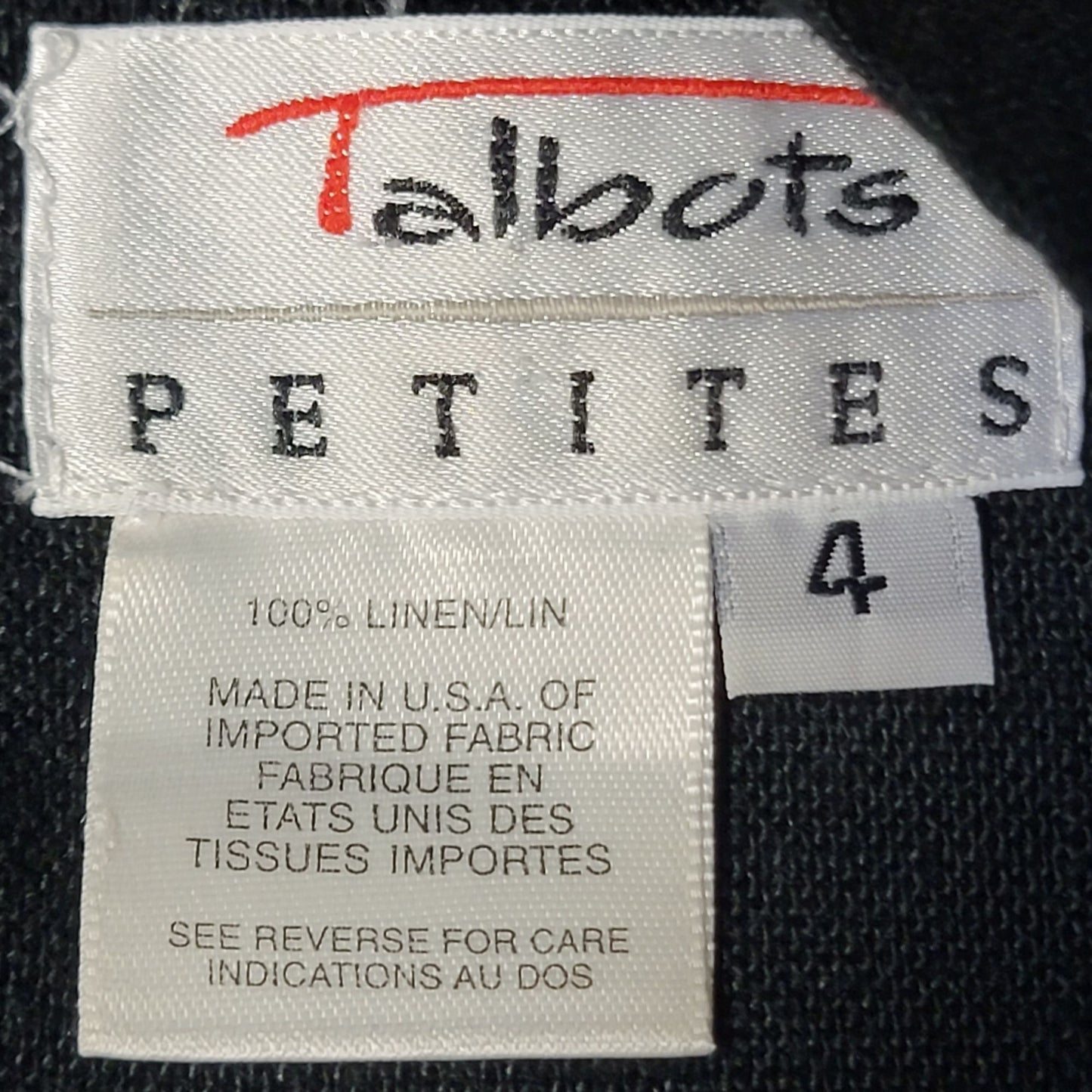 Talbots Vintage 90s Linen Shift Dress Women 4 Black Knee Length