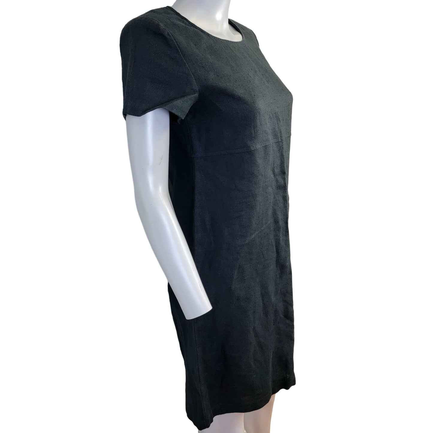 Talbots Vintage 90s Linen Shift Dress Women 4 Black Knee Length