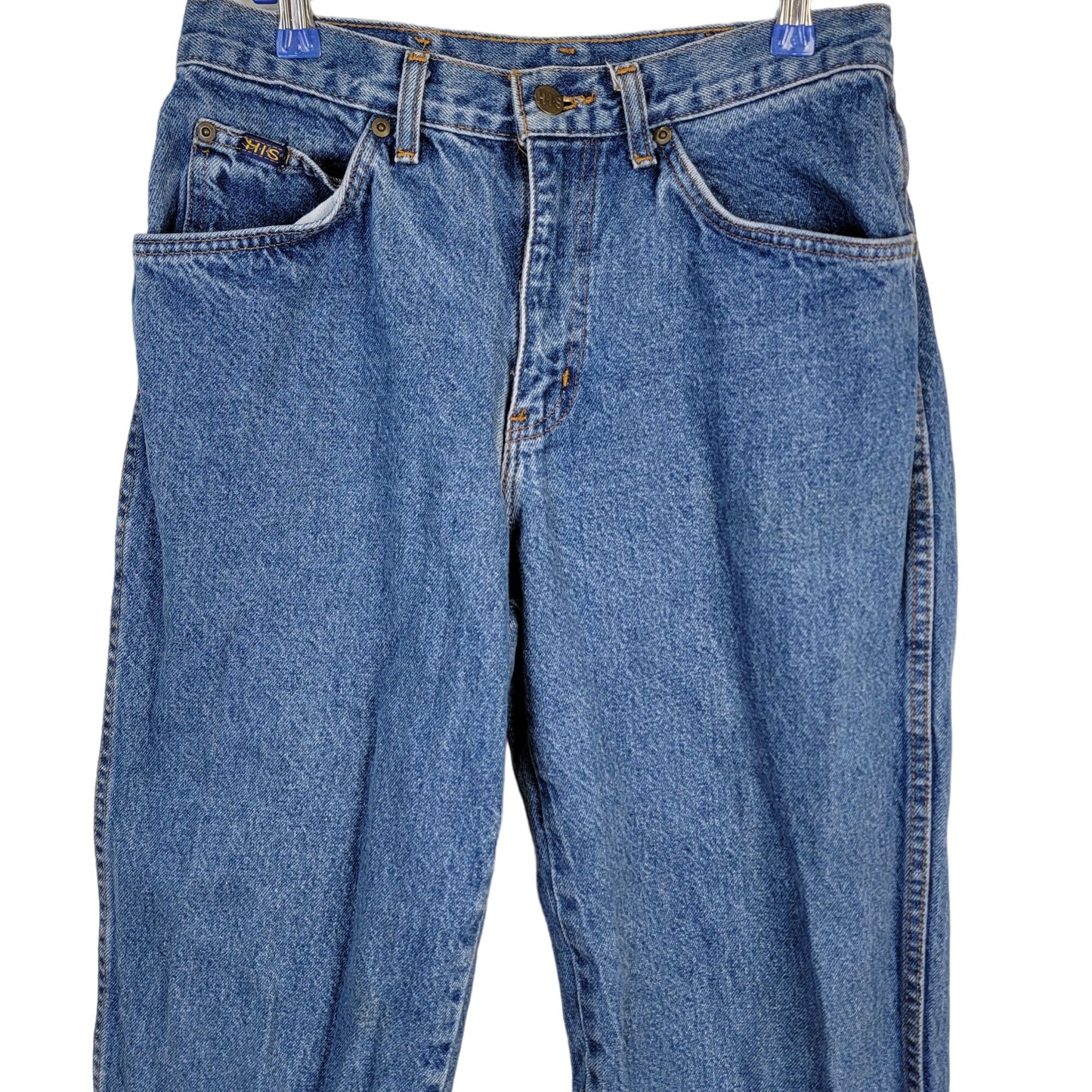 HIS Blue Jeans Women 32 x 30 Vintage 90s Relaxed Straight Leg Denim High Rise 10