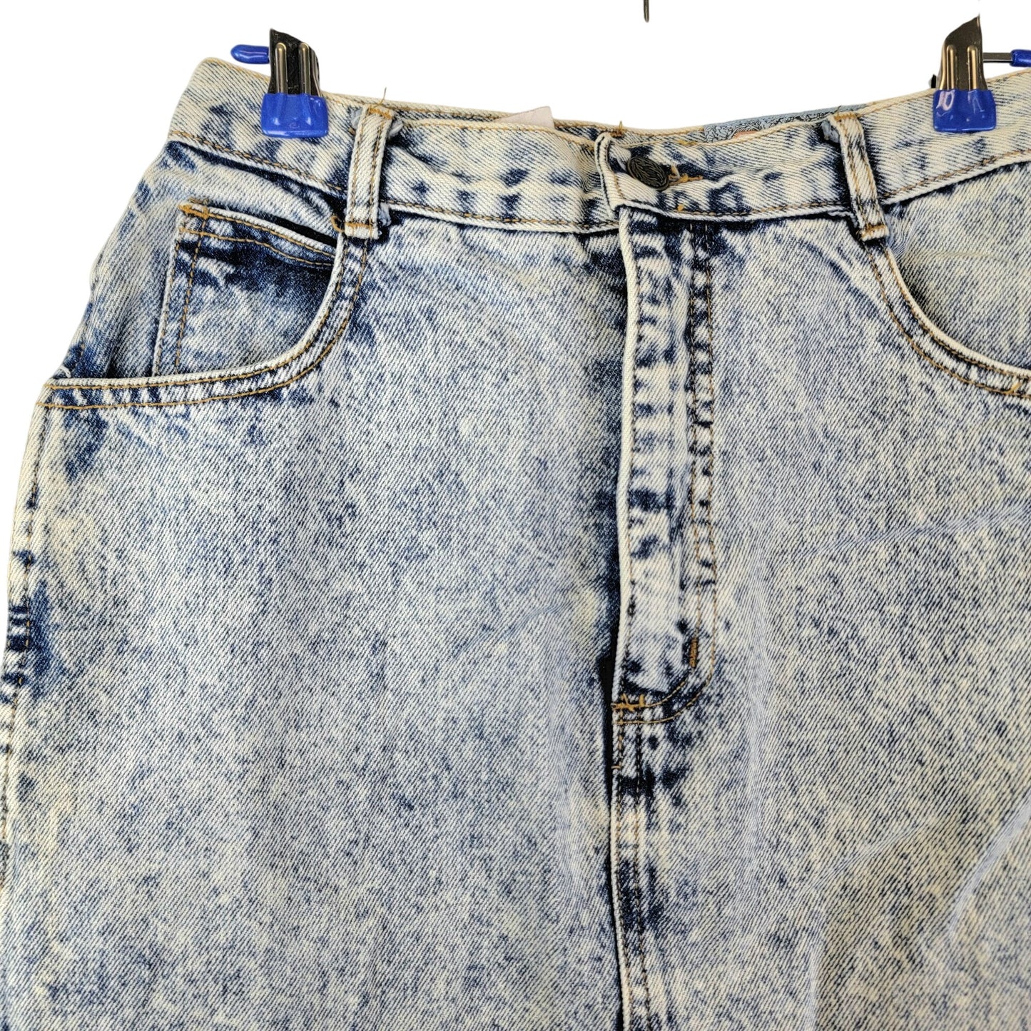 Vintage 80s Denim Mini Skirt Women Small 4 Light Wash Casual High Rise Blue Jean