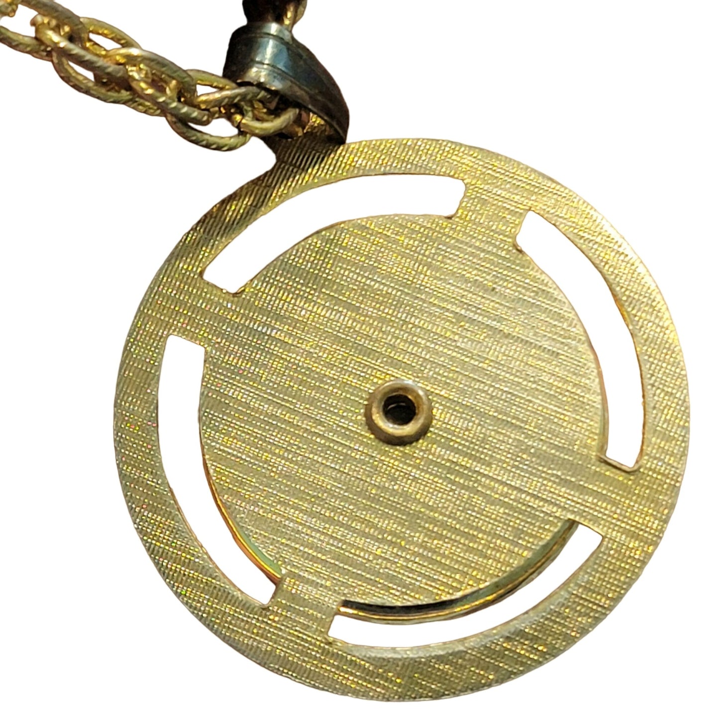 Tigers Eye Pendant Necklace Gold Tone Chain Women Jewelry Stone Cabochon Vintage