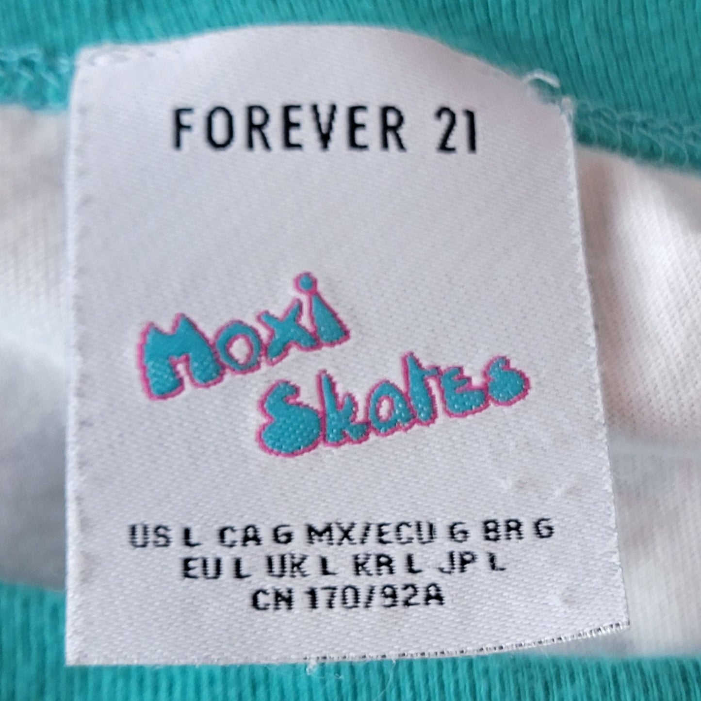 Forever 21 x Moxi Skates Collab Crop Shirt Women Large Ringer
