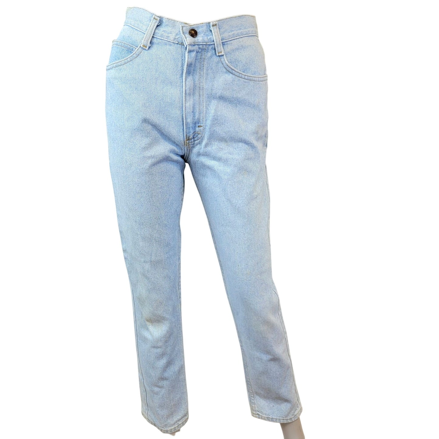 Lee Jeans 27 X 30 Vintage 90s Light Wash Denim High Rise Straight Leg Child 16