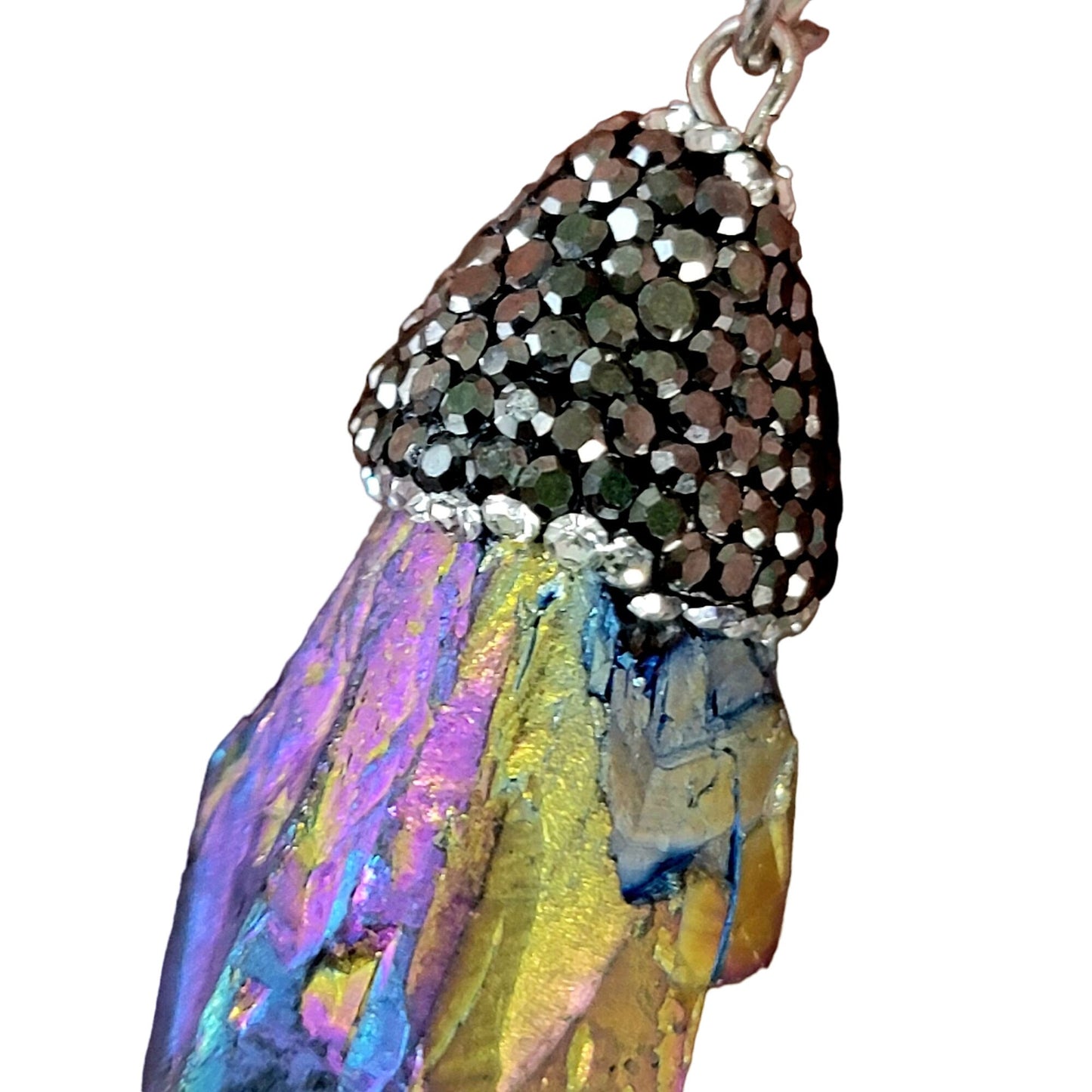 Rainbow Quart Pendant Necklace Silver Adjustable Chain Women Jewelry New