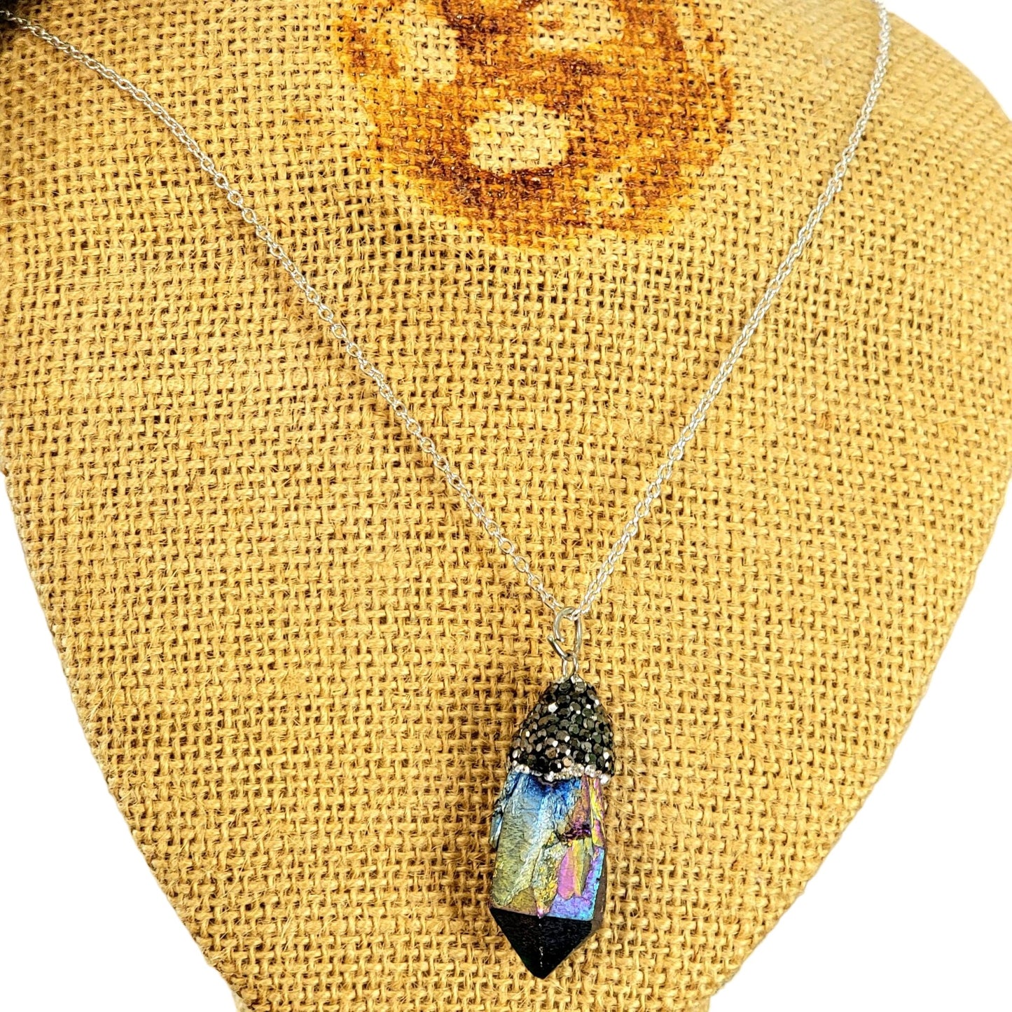 Rainbow Quart Pendant Necklace Silver Adjustable Chain Women Jewelry New