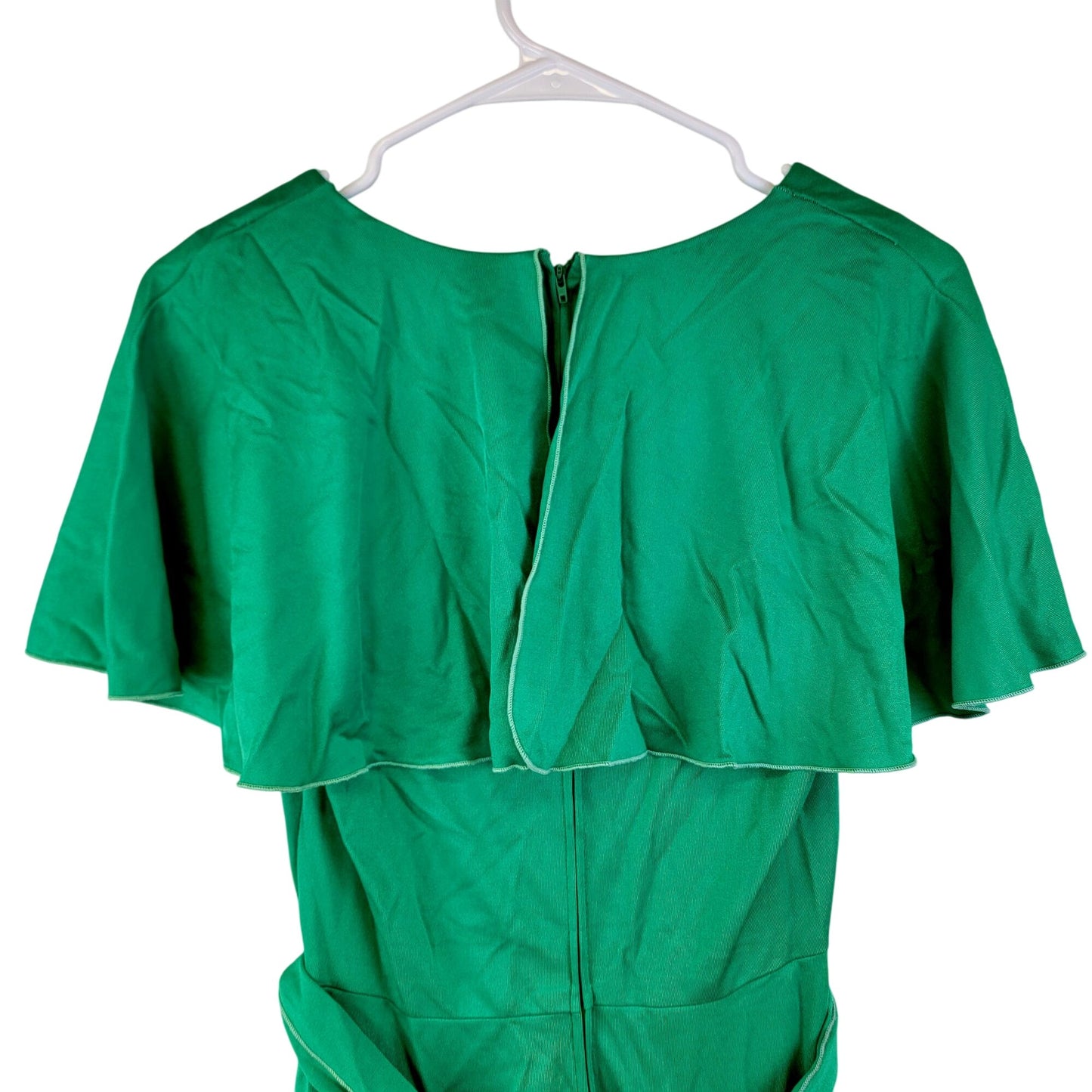 Vintage 70s Green Tiered Midi Dress Women Small 4 6 Fit Flare Formal