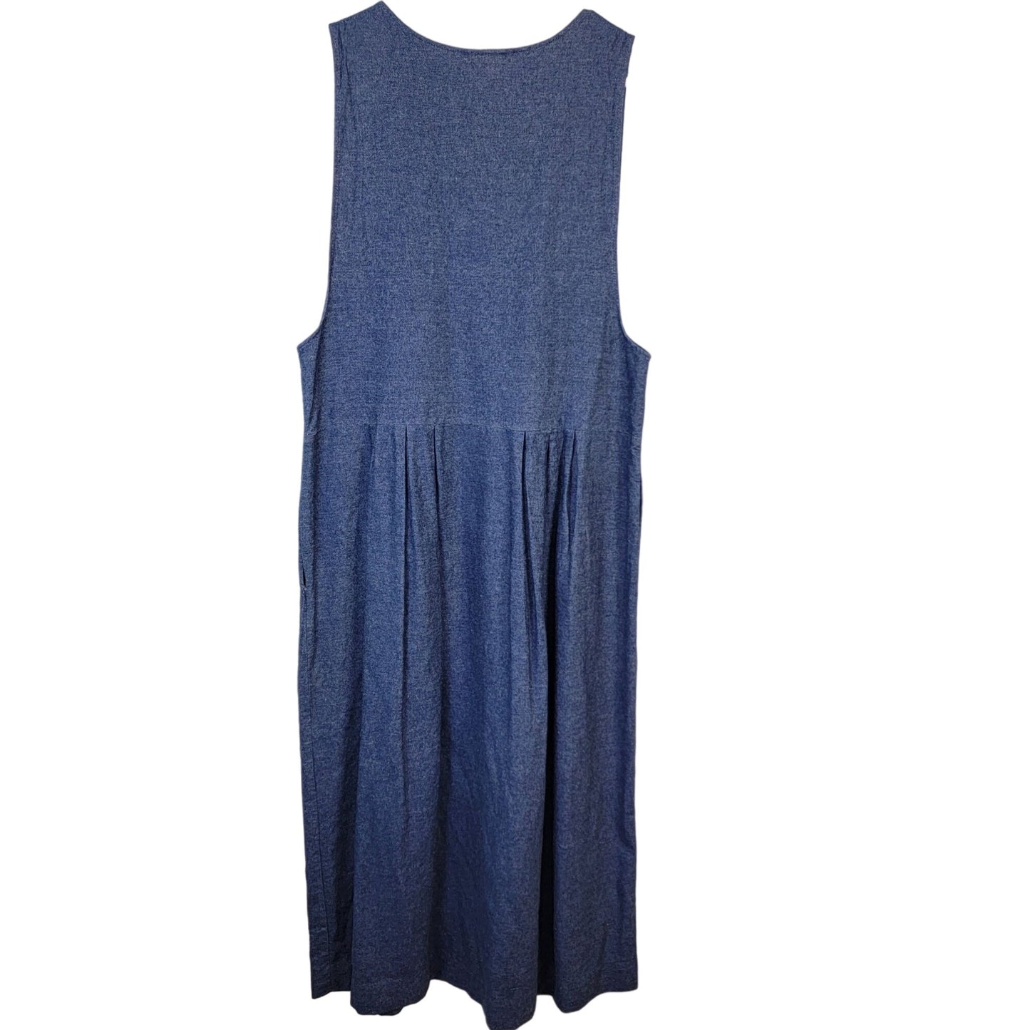 Vintage 90s Denim Maxi Dress Women Medium Scottie Dog Embroidered Teacher