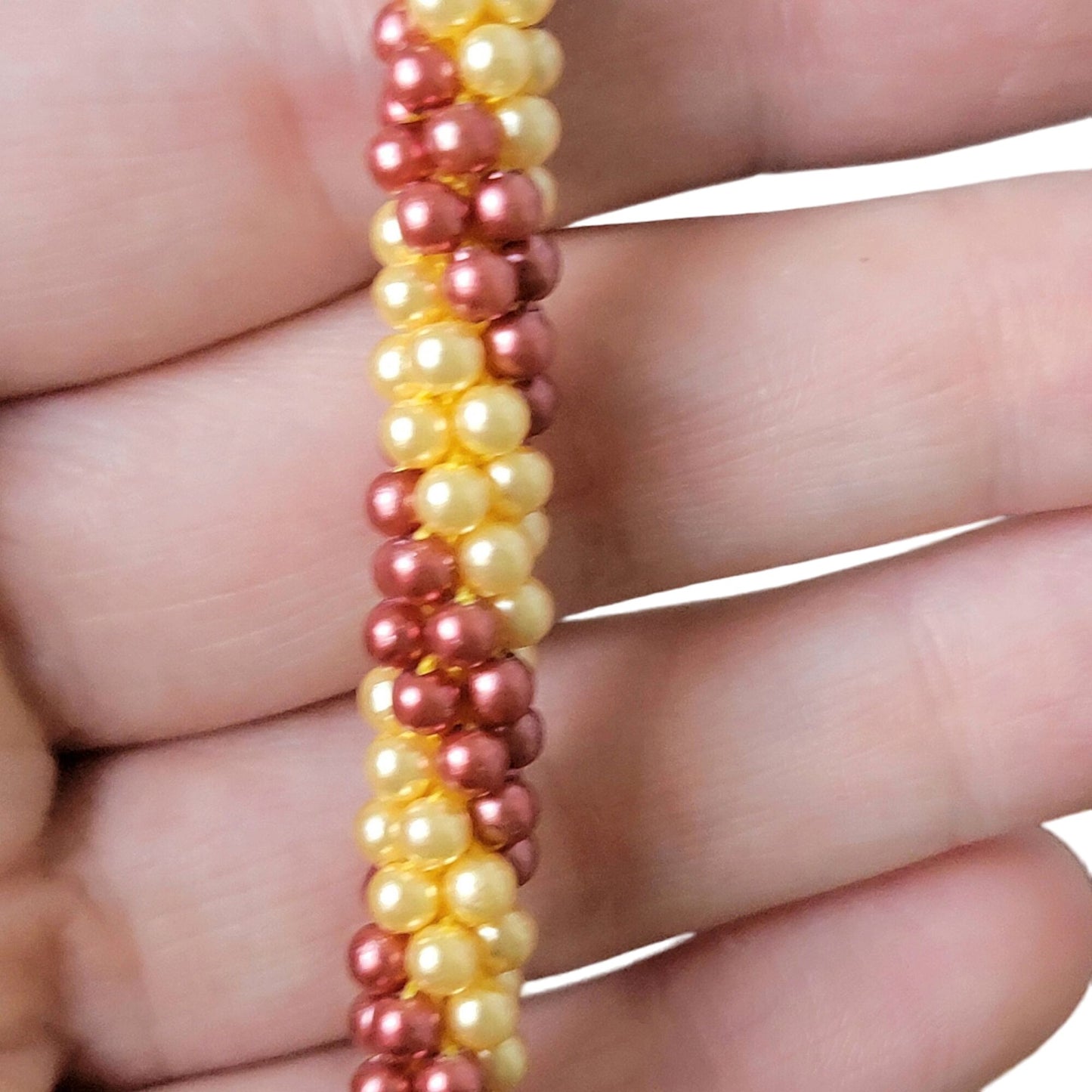 Vintage 60s Beaded Necklace Women Jewelry Gold Pink Peach 17 inch