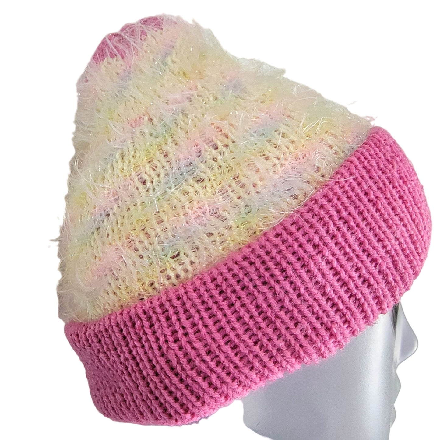 Colorful Pastel Metallic Beanie Cap Women One Size Fringe Crochet Butterfly Hat