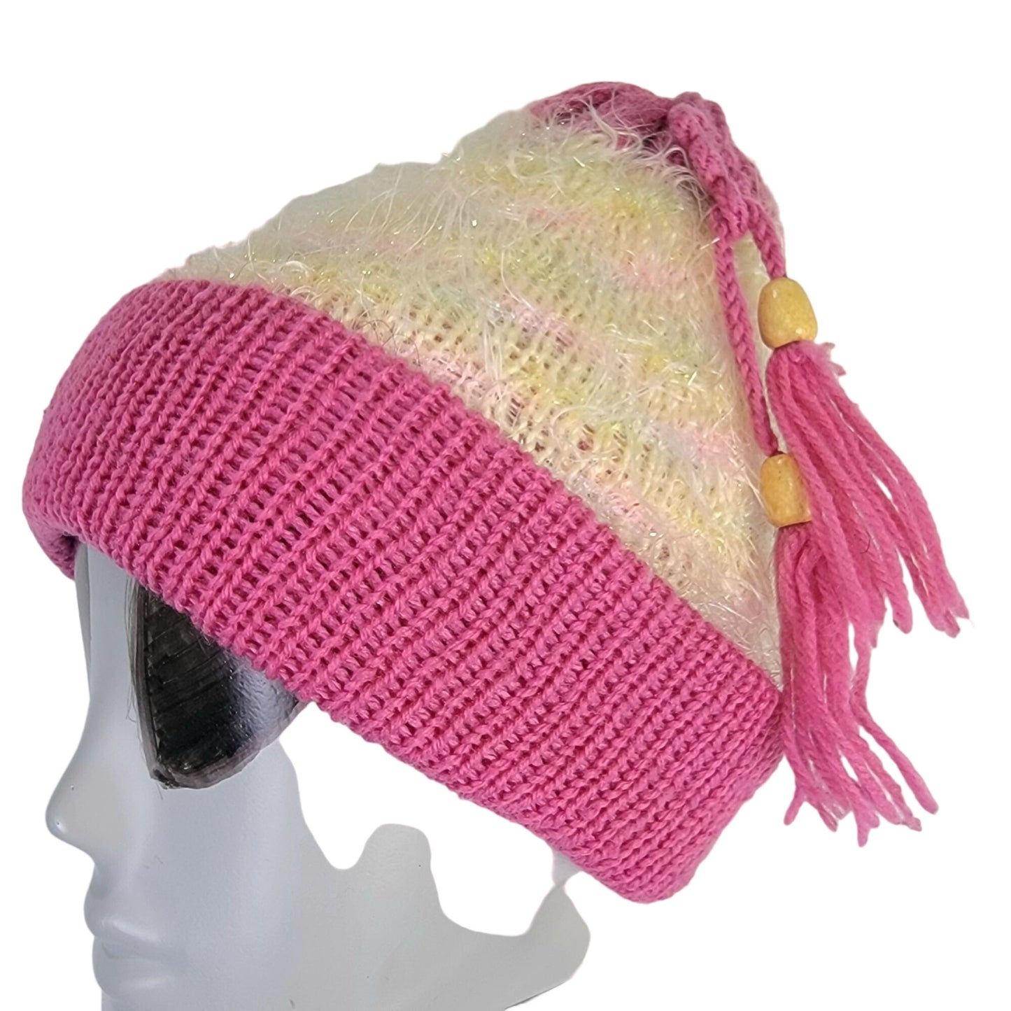 Colorful Pastel Metallic Beanie Cap Women One Size Fringe Crochet Butterfly Hat