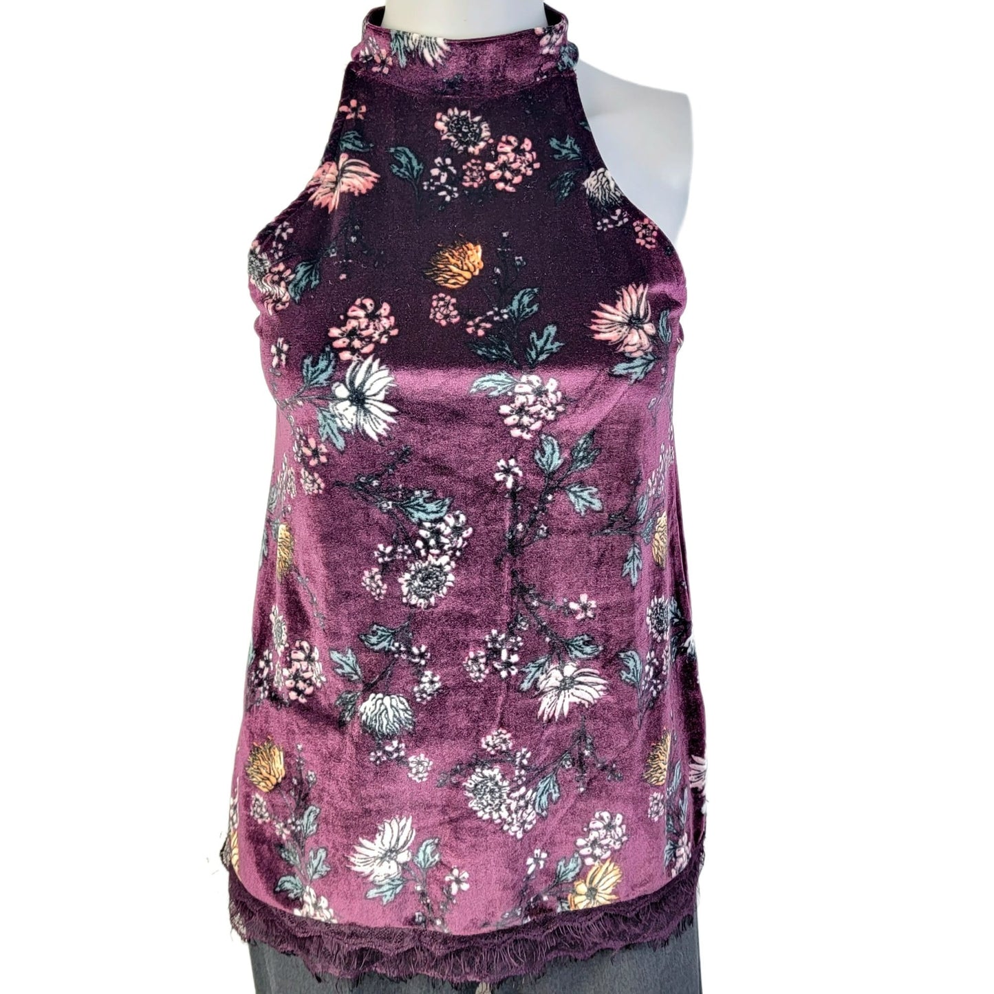 Wallflower Vintage 90s Floral Velvet Tank Women Small Shirt