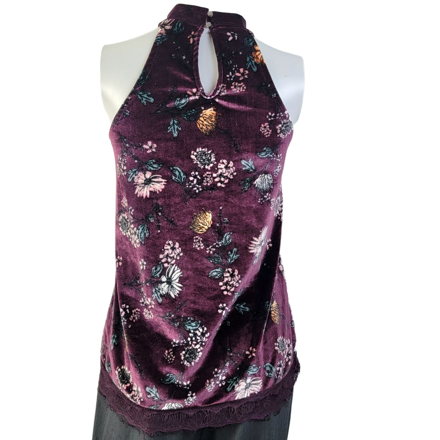 Wallflower Vintage 90s Floral Velvet Tank Women Small Shirt