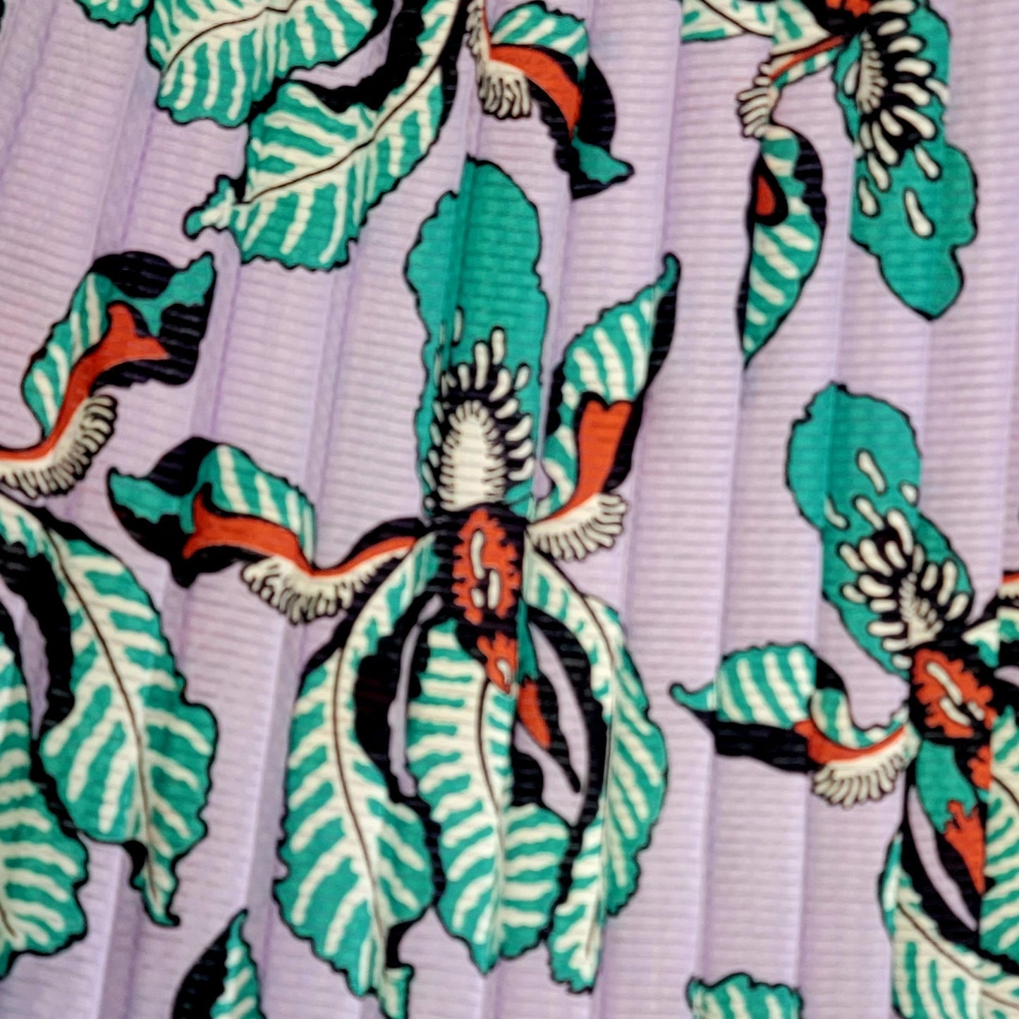 Vintage 80s Pleated Midi Skirt Women Large Purple Orchid Floral