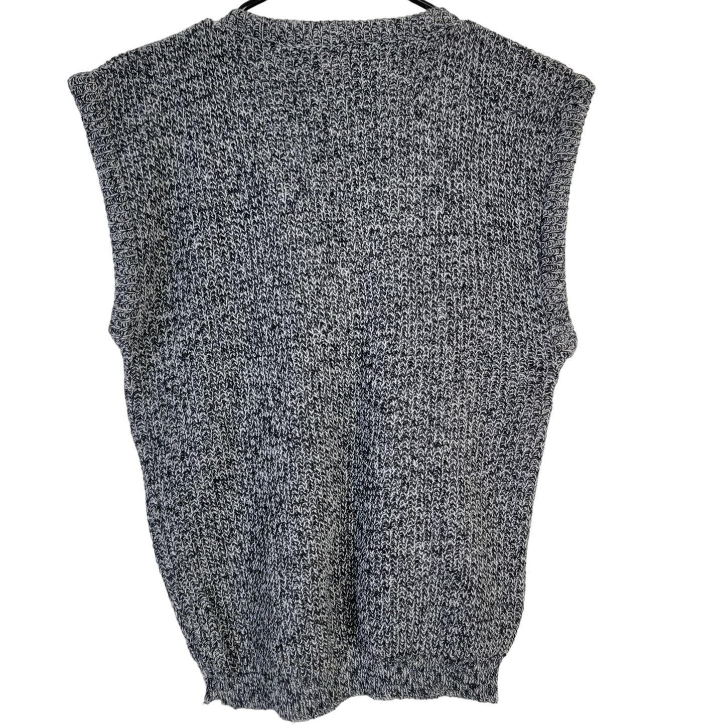 Vintage 80s Retro V-neck Knit Sweater Women XL 14 Gray