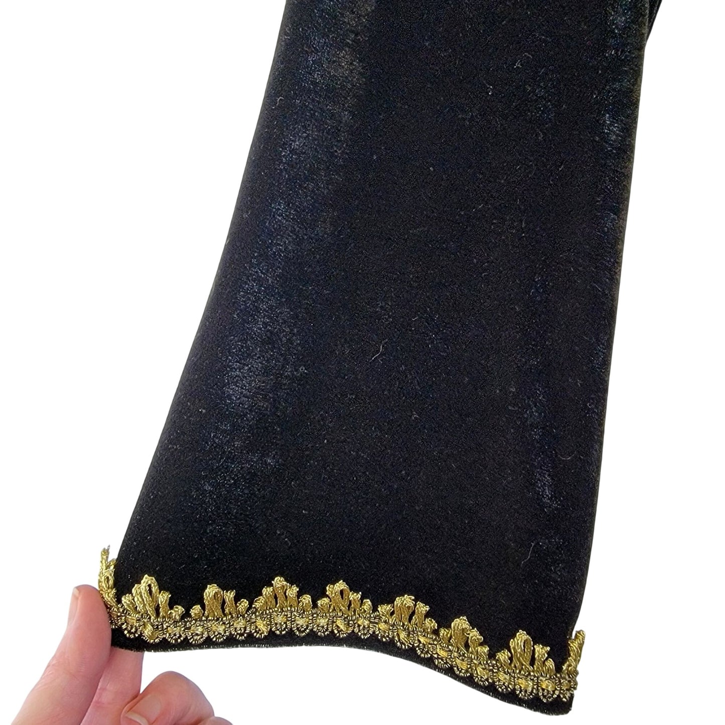 Vintage 90s Black Velvet Shirt Women Medium Gold Silk Blouse Top