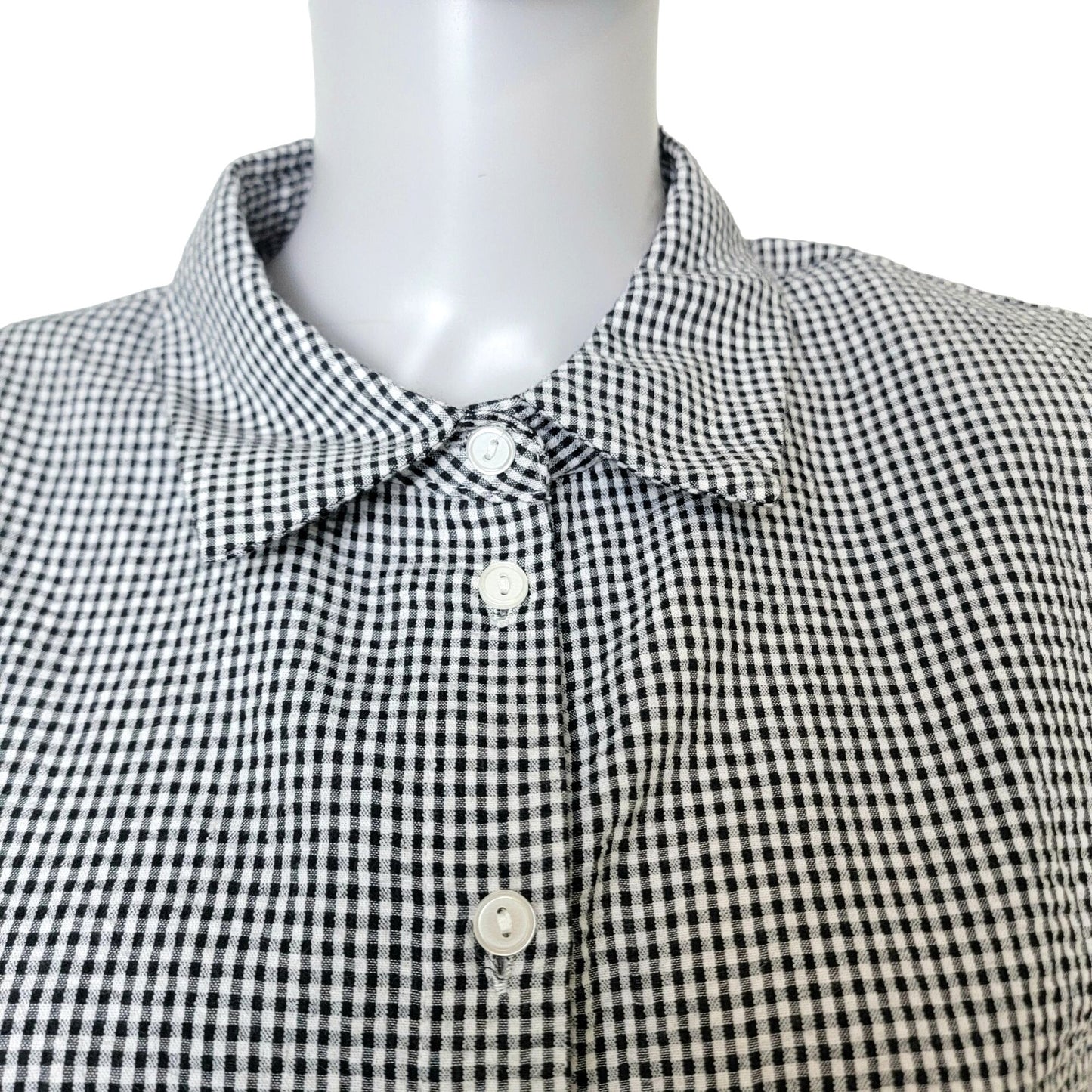 Vintage Y2K Gingham Shirt Women Large Black White