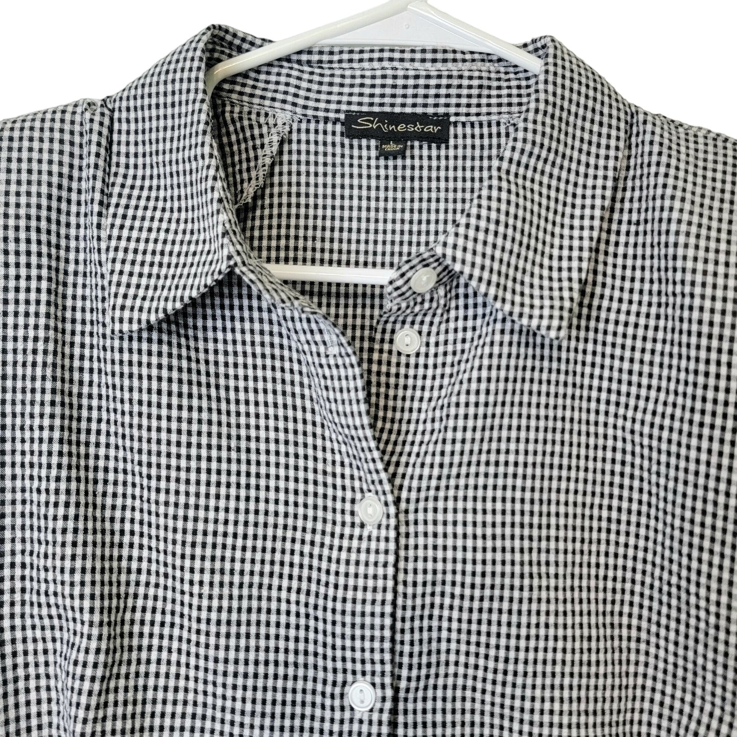 Vintage Y2K Gingham Shirt Women Large Black White