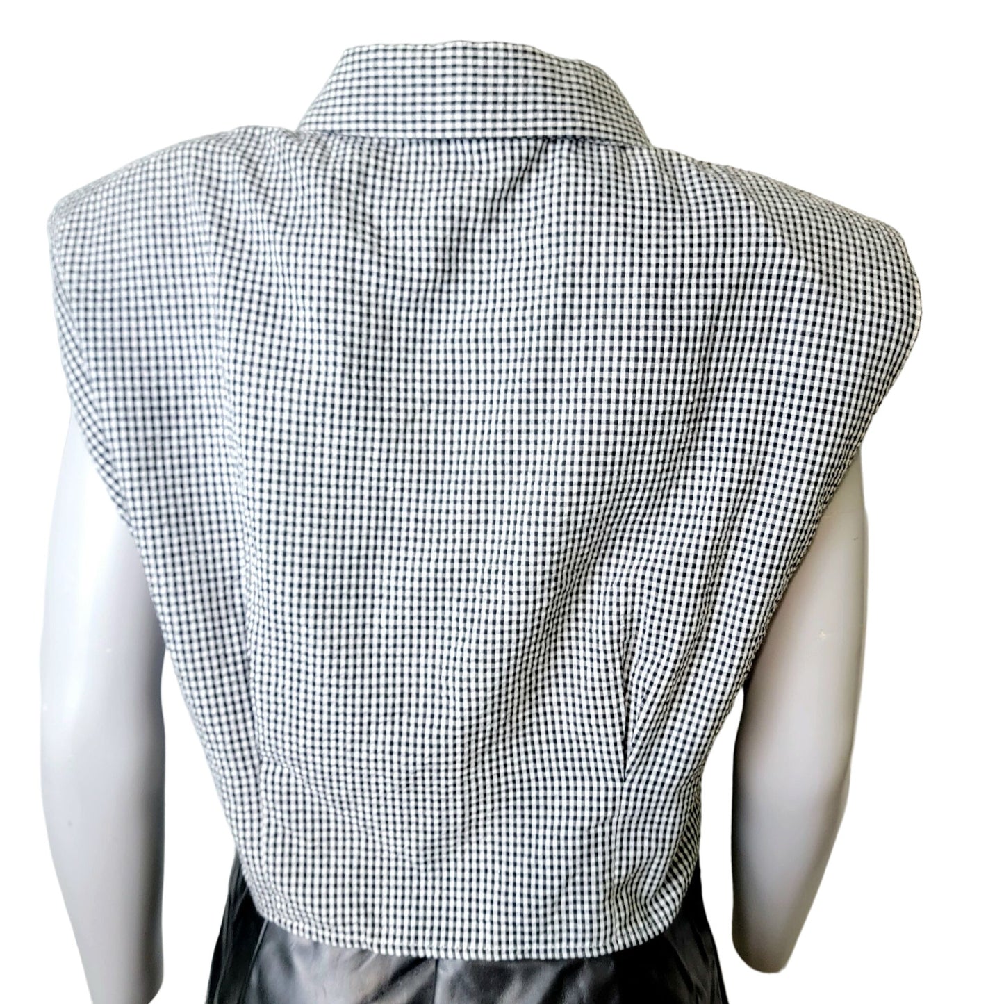 Vintage Y2K Gingham Shirt Women Large Black White