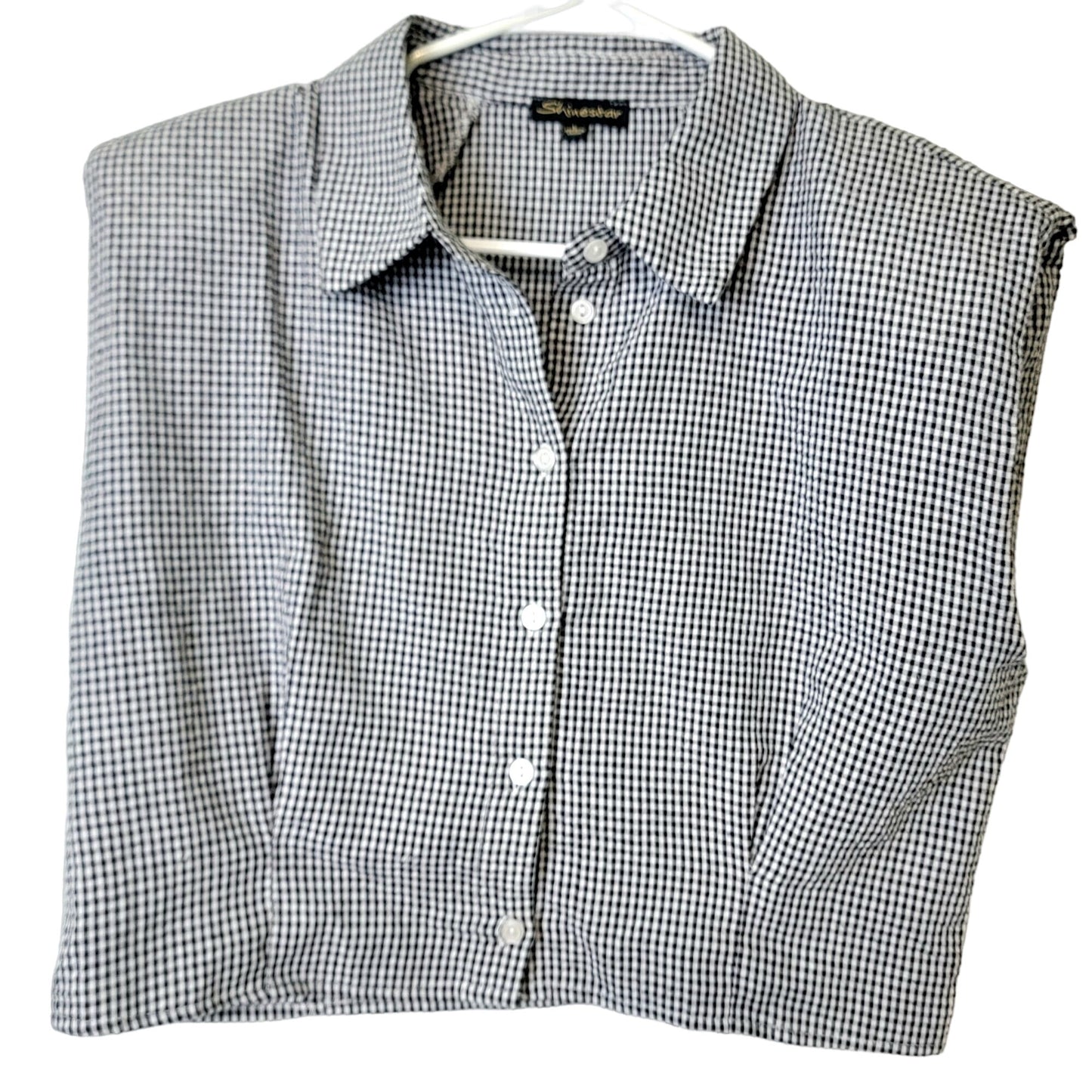 Vintage Y2K Gingham Shirt Women Large Black White