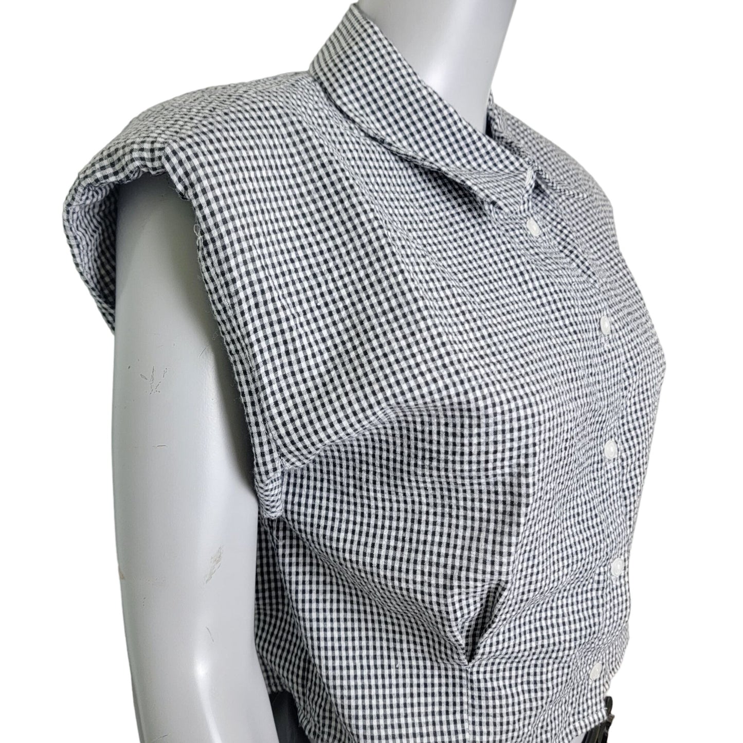 Vintage Y2K Gingham Shirt Women Large Black White