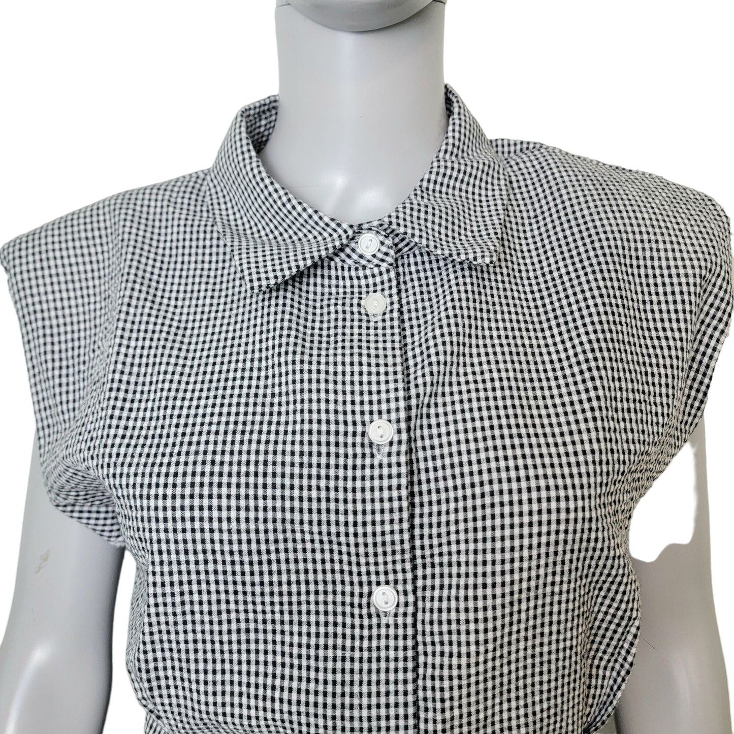 Vintage Y2K Gingham Shirt Women Large Black White