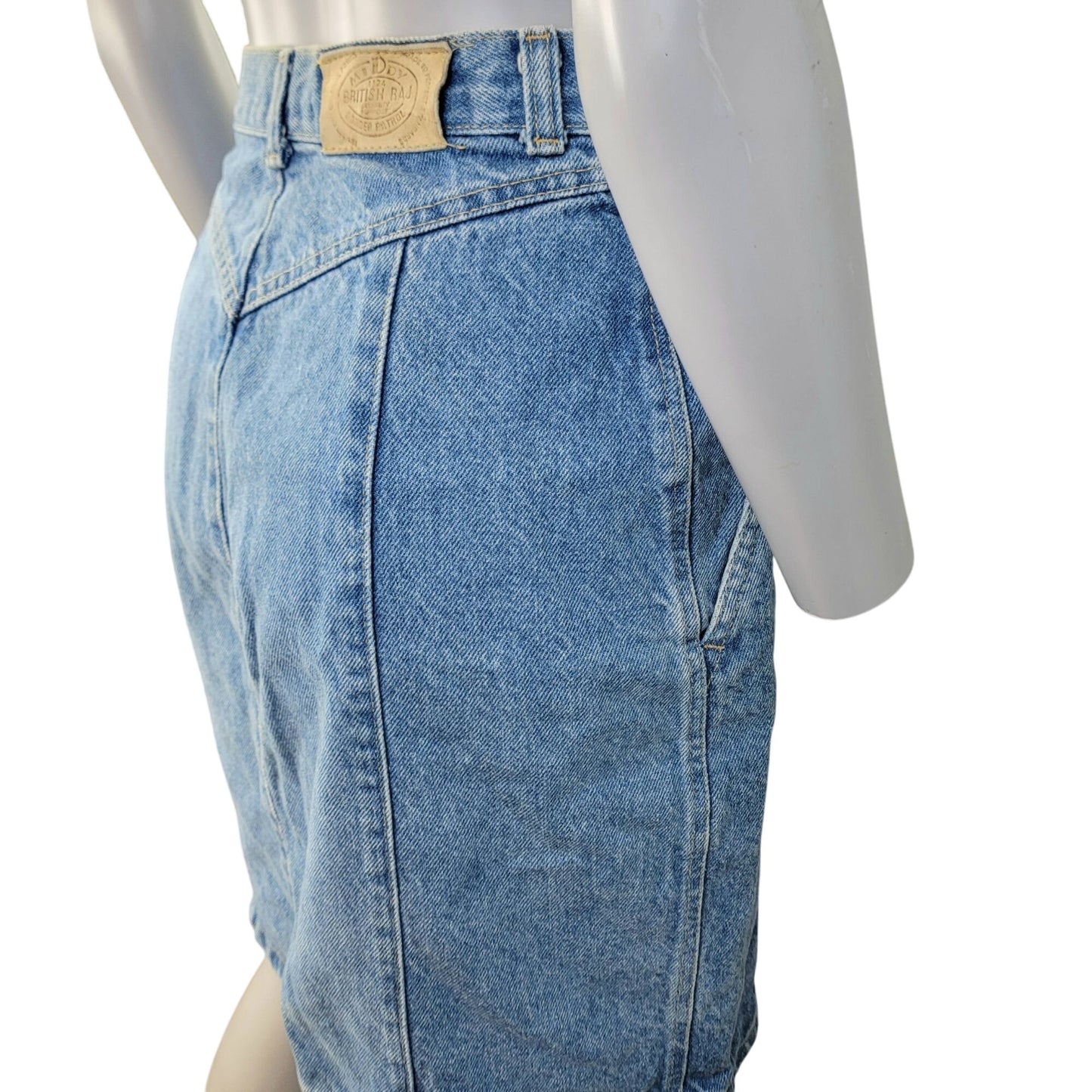 Vintage 80s Denim Mini Skirt Women Small 4 Light Wash Casual High Rise Blue Jean