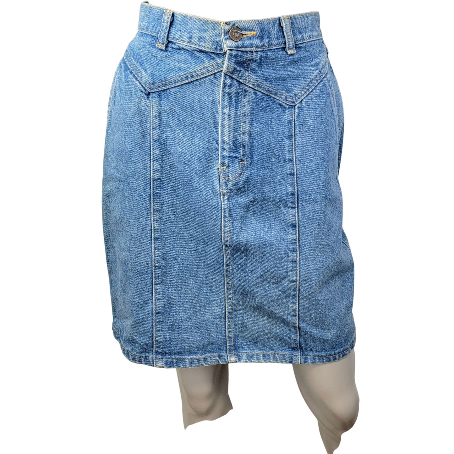 Vintage 80s Denim Mini Skirt Women Small 4 Light Wash Casual High Rise Blue Jean