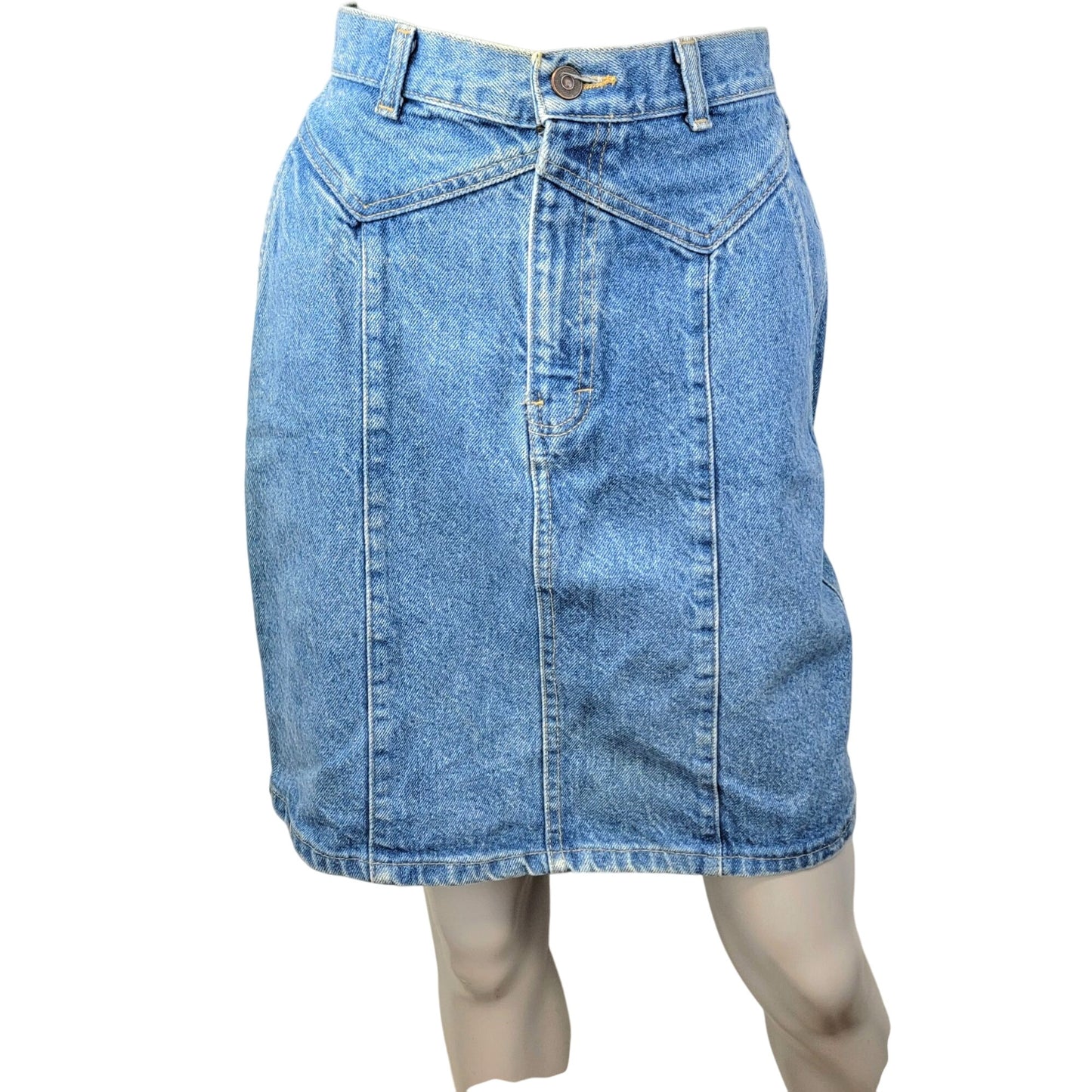 Vintage 80s Denim Mini Skirt Women Small 4 Light Wash Casual High Rise Blue Jean