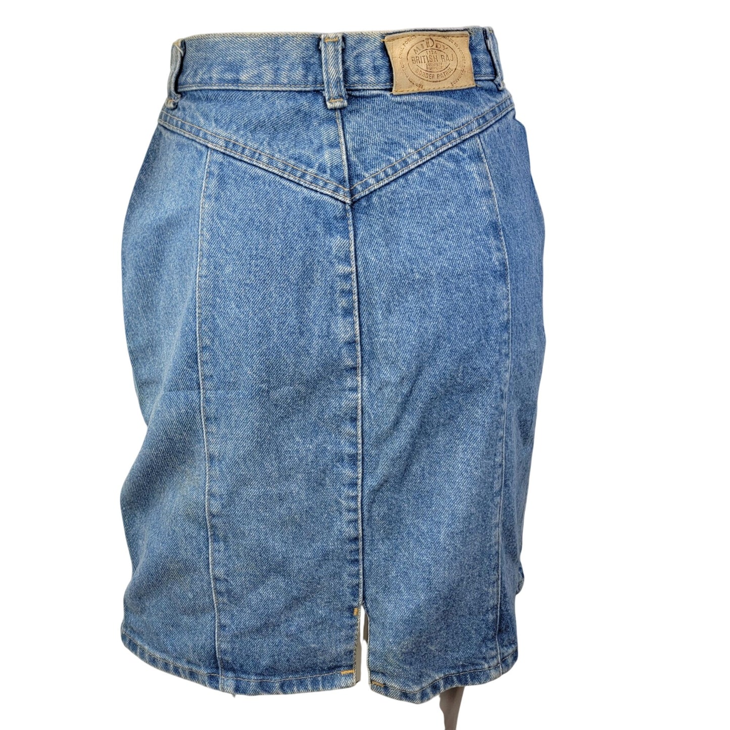 Vintage 80s Denim Mini Skirt Women Small 4 Light Wash Casual High Rise Blue Jean