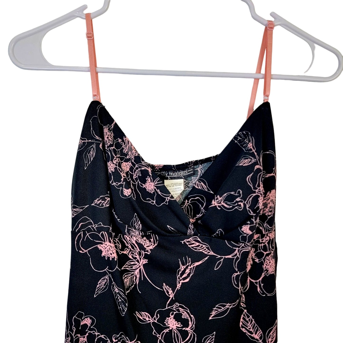 Vintage 90s Floral Dress Women Medium 8 Ruffle Knee Length Black Pink New