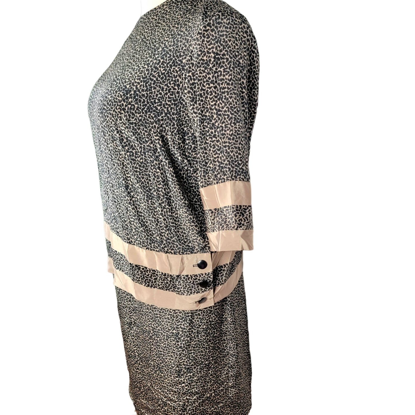 Vintage 70s Animal Print Set Women Plus 22 Black Gold Blouse Top Skirt