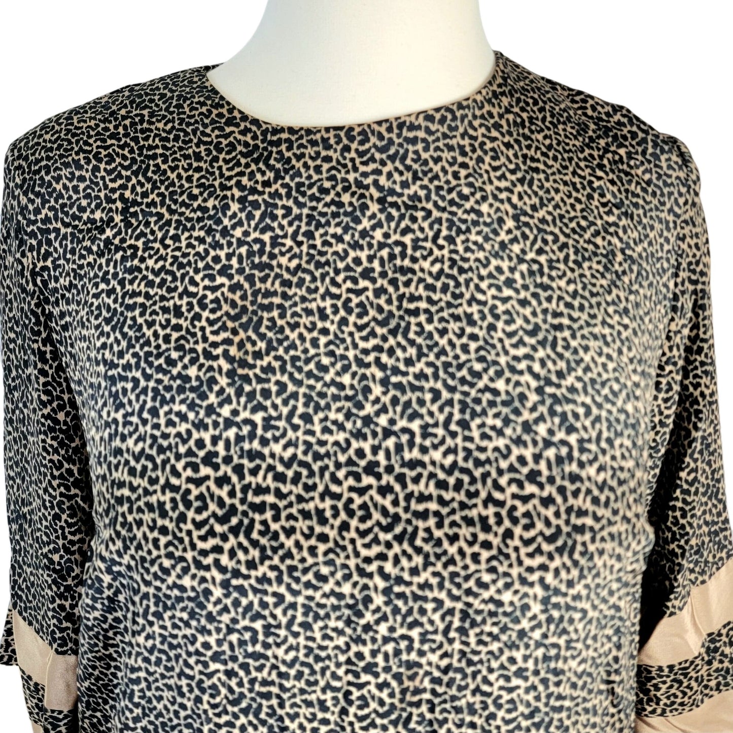 Vintage 70s Animal Print Set Women Plus 22 Black Gold Blouse Top Skirt