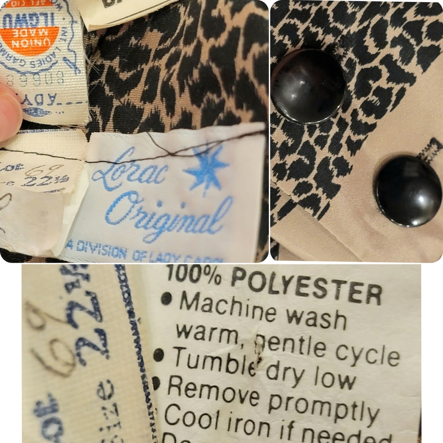 Vintage 70s Animal Print Set Women Plus 22 Black Gold Blouse Top Skirt