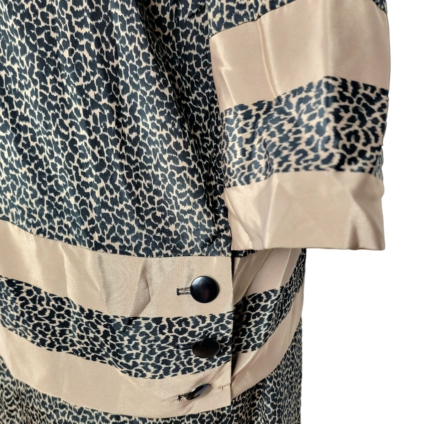 Vintage 70s Animal Print Set Women Plus 22 Black Gold Blouse Top Skirt