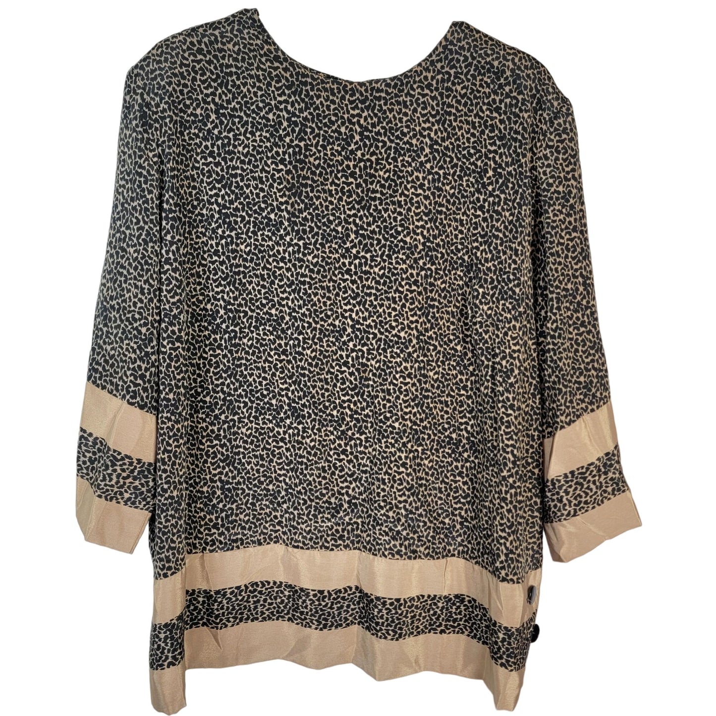 Vintage 70s Animal Print Set Women Plus 22 Black Gold Blouse Top Skirt
