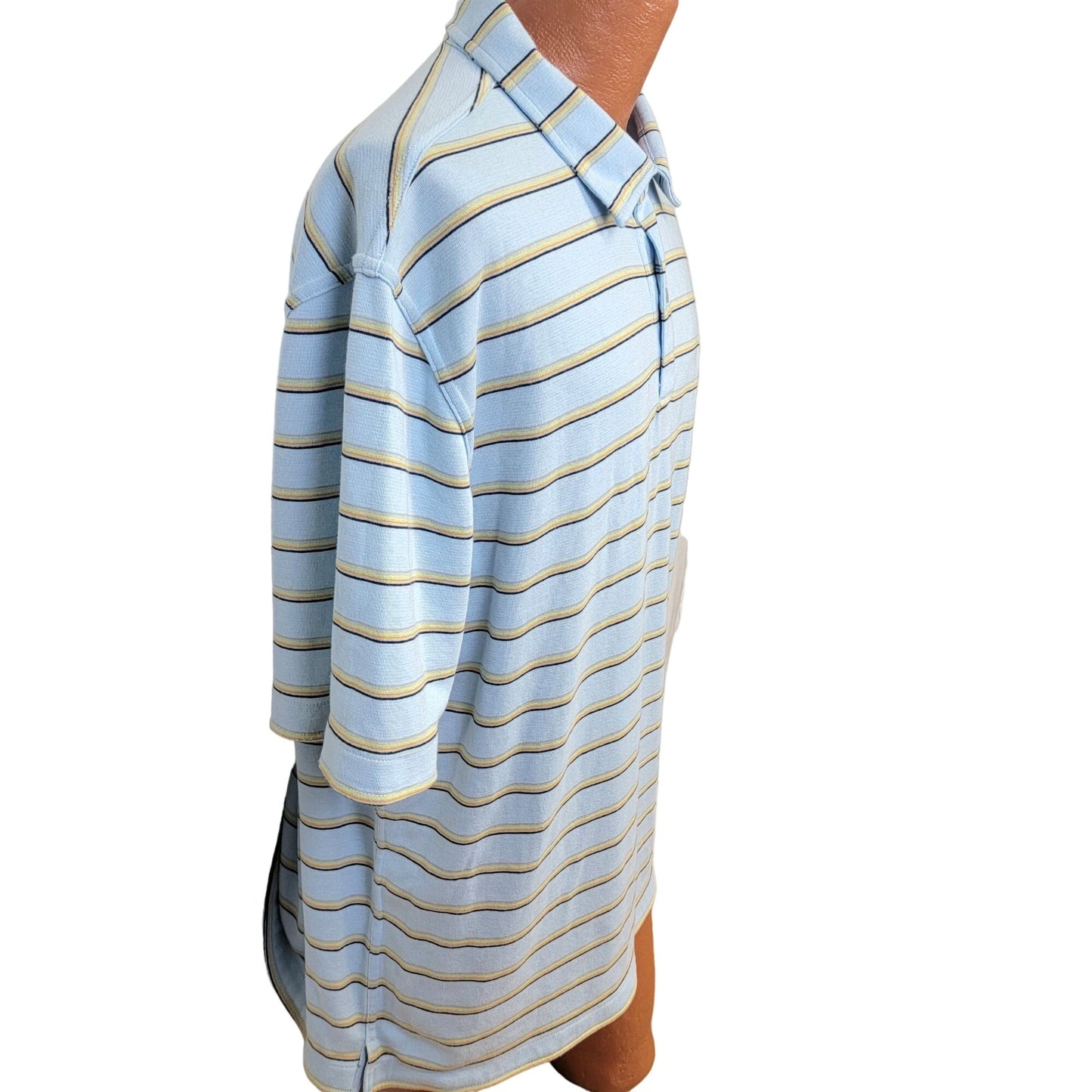 Vintage 90s Reversible Stripe Polo Shirt Men XL Button Top Preppy Formal Spring