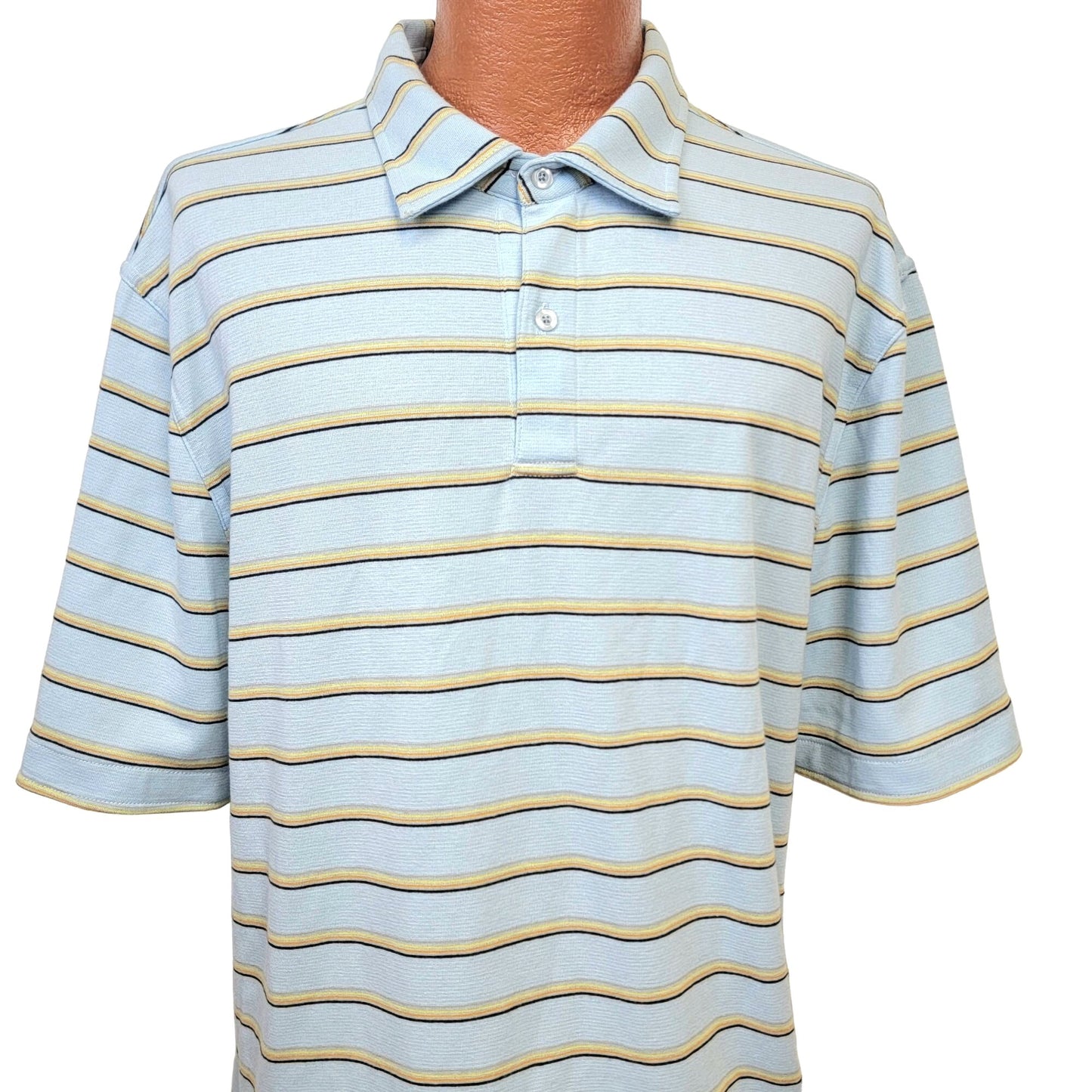 Vintage 90s Reversible Stripe Polo Shirt Men XL Button Top Preppy Formal Spring