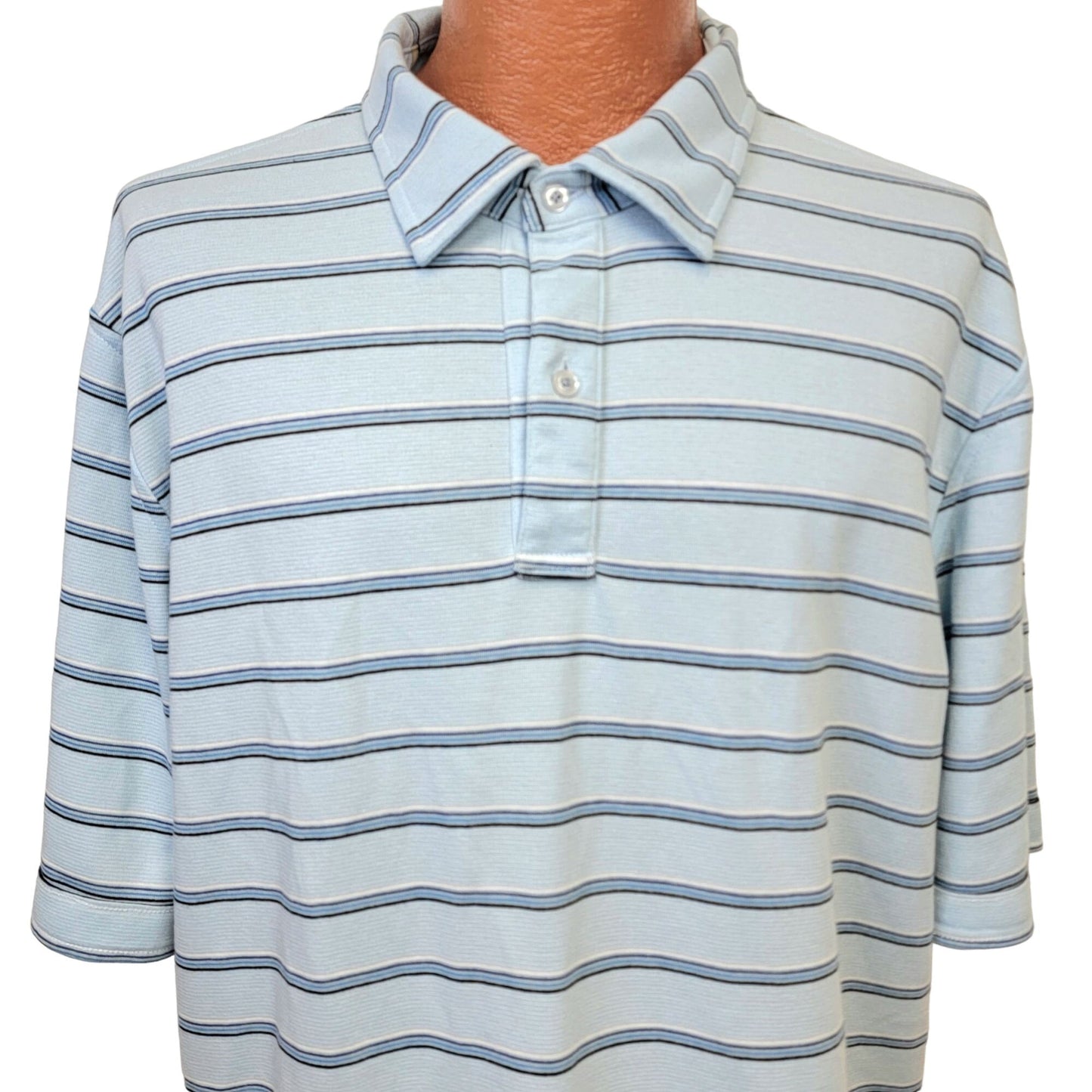 Vintage 90s Reversible Stripe Polo Shirt Men XL Button Top Preppy Formal Spring