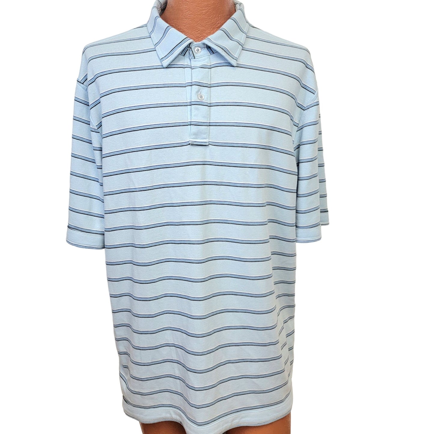 Vintage 90s Reversible Stripe Polo Shirt Men XL Button Top Preppy Formal Spring