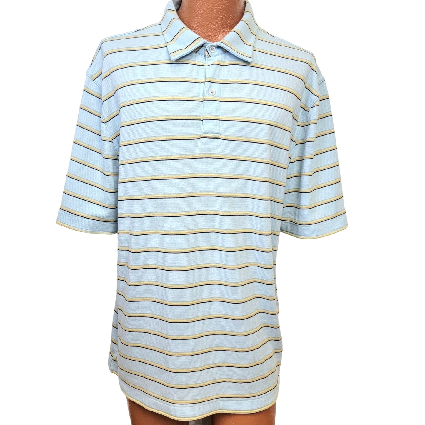 Vintage 90s Reversible Stripe Polo Shirt Men XL Button Top Preppy Formal Spring