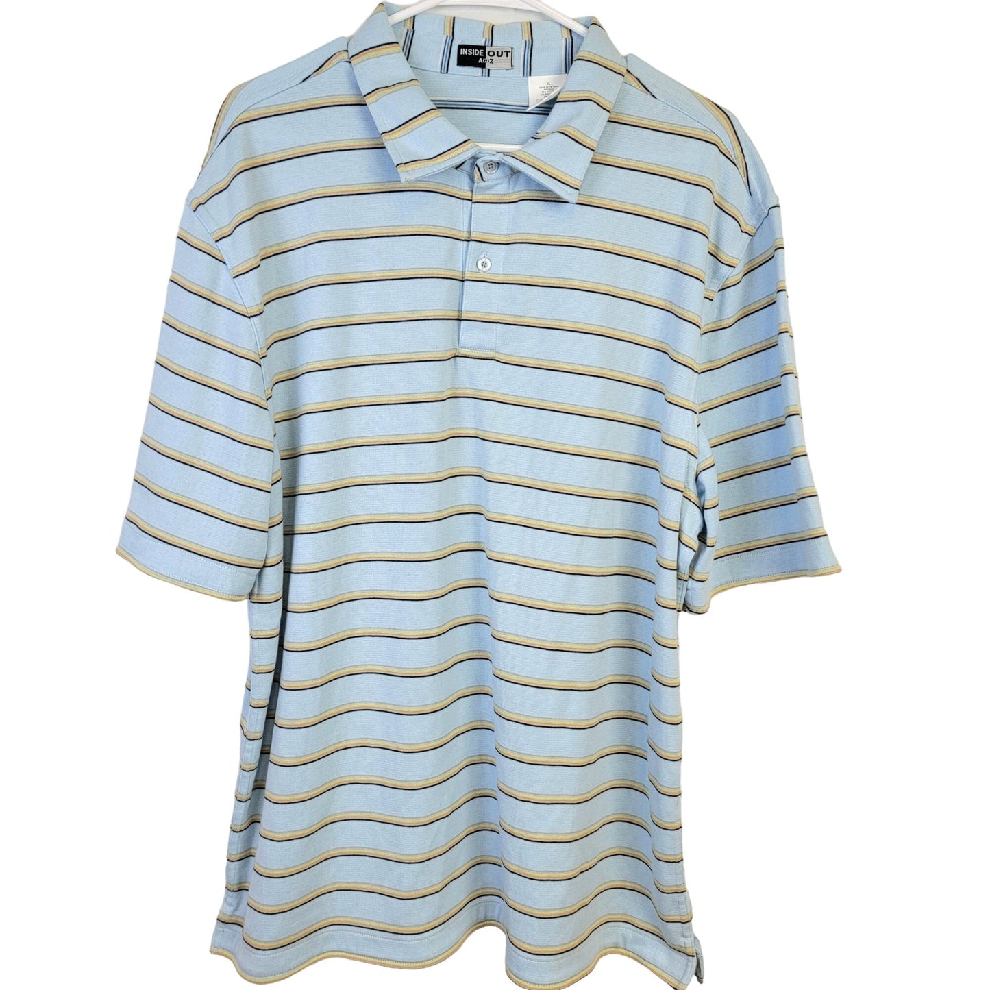 Vintage 90s Reversible Stripe Polo Shirt Men XL Button Top Preppy Formal Spring