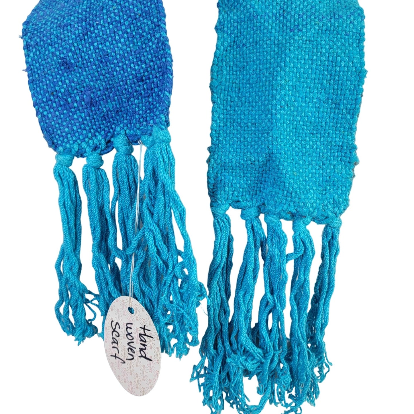 Blue Ombre Knit Scarf Women Men Winter Accessories New Handmade