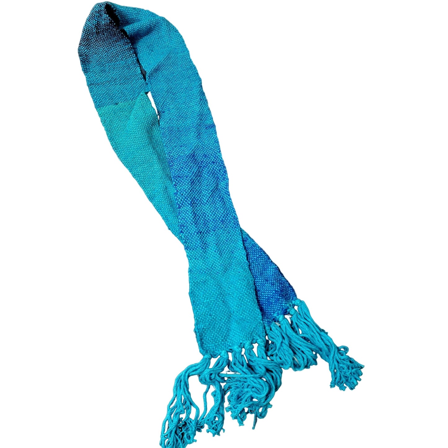 Blue Ombre Knit Scarf Women Men Winter Accessories New Handmade